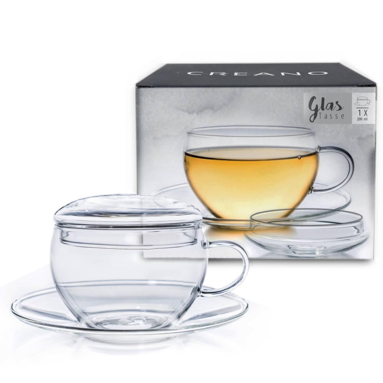 creano-teelini-teeglas-200ml-set-mit-deckel-und-untertasse image 1