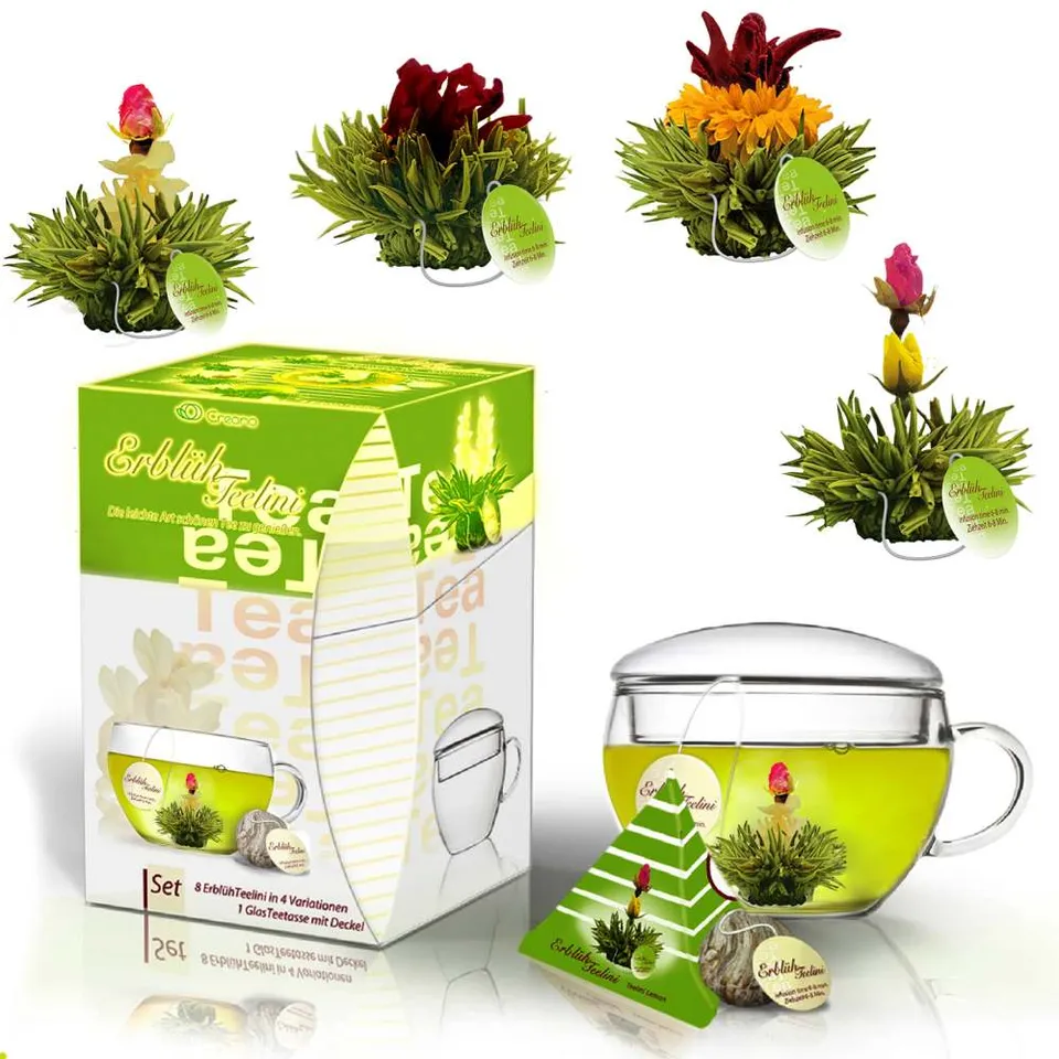 creano-erbl-hteelini-gr-ntee-teeblumen-8er-set-mit-glas image 1