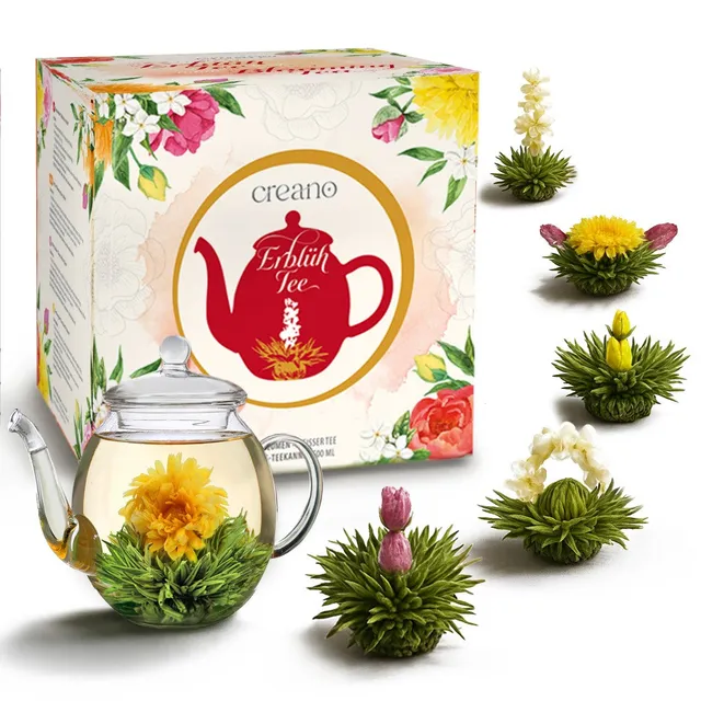 creano-erbl-htee-teeblumen-geschenkset-glaskanne-wei-tee-6er image 1