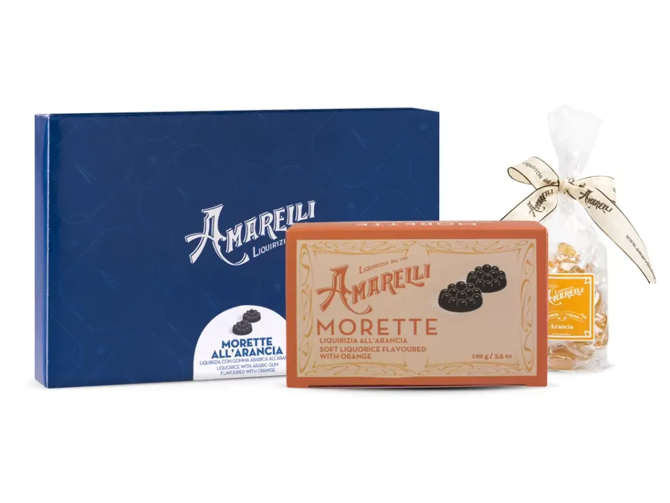 amarelli-idee-regalo-lakritz-auswahl-orange-geschenkbox image 1