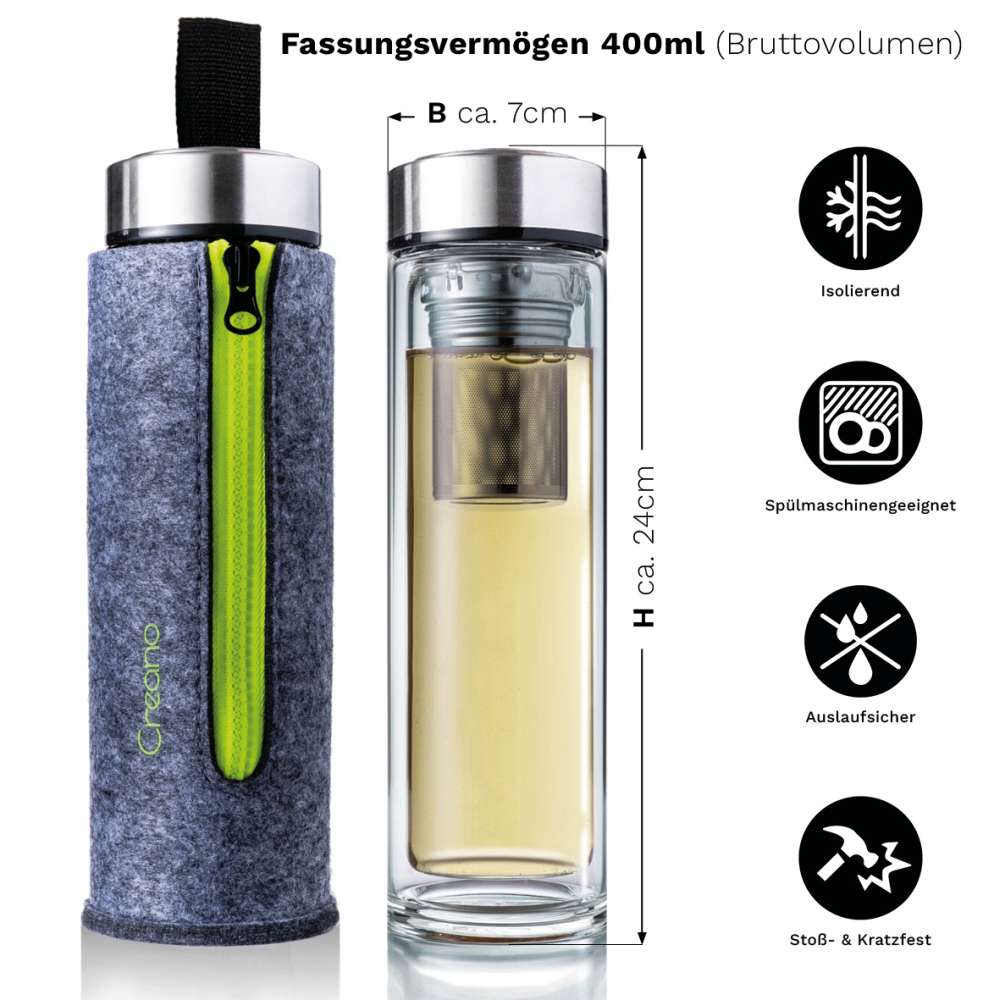 creano-thermo-teamaker-400ml-teebereiter-gr-n-mit-filztasche image 2