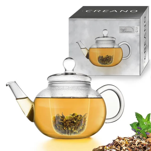 creano-teekanne-flach-glas-1-2l-mit-glassieb-tropffrei image 1