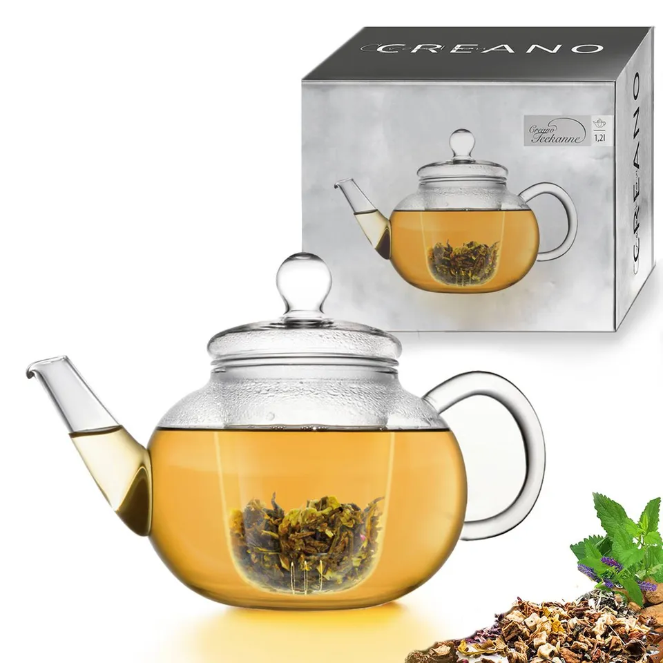 creano-teekanne-flach-glas-1-2l-mit-glassieb-tropffrei image 1