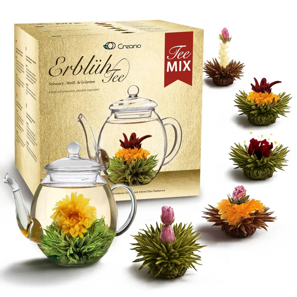 creano-erbl-htee-mix-6er-teeblumen-set-glaskanne-schwarz-wei-gr-n image 1