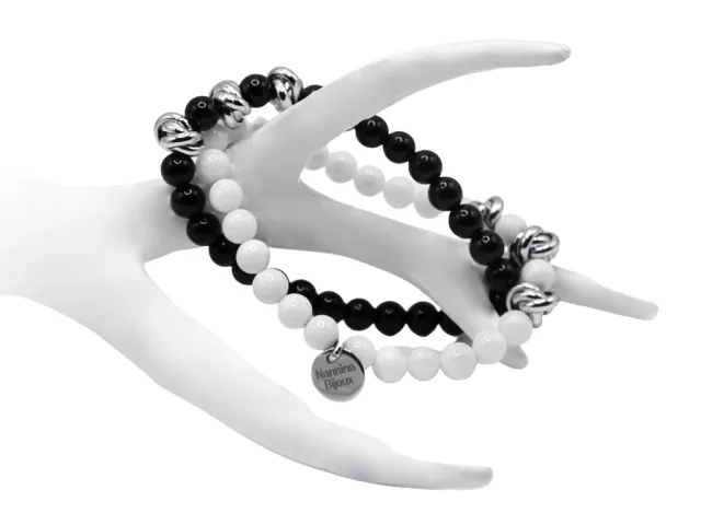 amarelli-idee-regalo-armband-schwarz-wei-edelsteine image 1