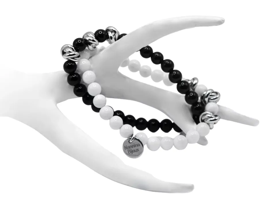 amarelli-idee-regalo-armband-schwarz-wei-edelsteine image 1