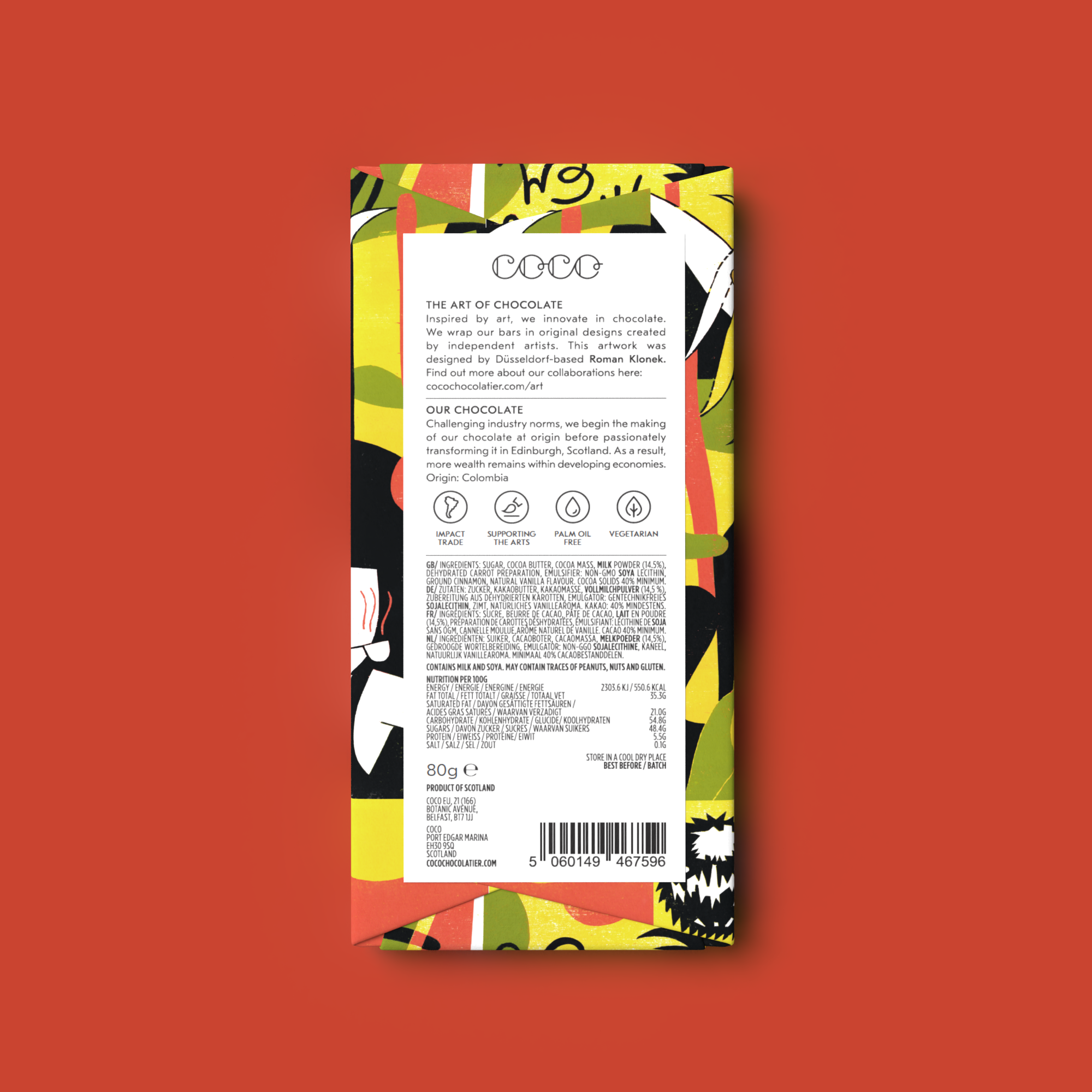 coco-chocolatier-chocolate-bars-carrot-cake-milk-schokolade-80g-zimt image 2