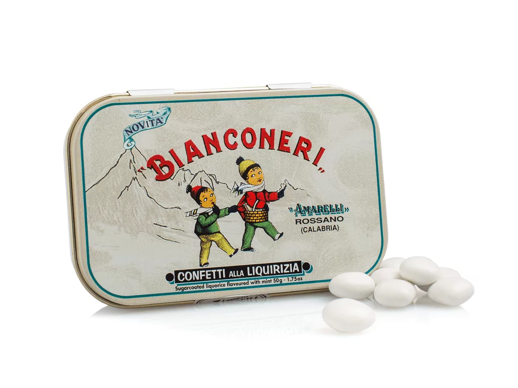 amarelli-bianconeri-dragiert-lakritz-50g-minze image 1