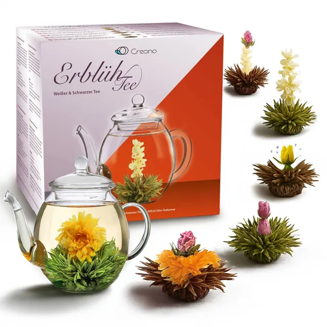 creano-erbl-htee-schwarztee-teeblumen-6er-set-mit-kanne image 1